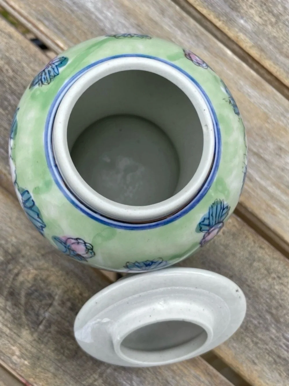 Vintage Ceramic Ginger Jar Hand Painted Floral Pastel Small Urn